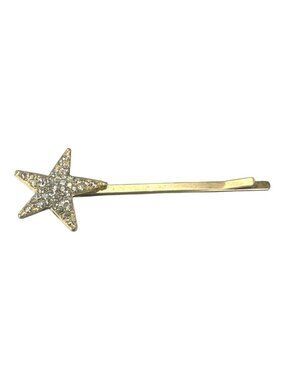 Star-Shaped Gold-Tone Hair Clip With Rhinestones 2.5 Inches Long Elegant Hair Ac